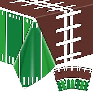 3pcs Football Party Tablecloth Supplies Plastic Football Field Mix Rugby Table Cloth Party Decorations Disposable Footballs Table Covers for Rectangle Tables Tailgate Birthday Game Day, 54x108”