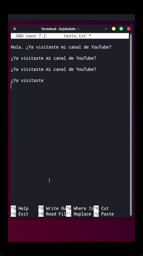 Como copiar, cortar y pegar texto en nano #linux #gnulinux #informatica #computacion #sistemas