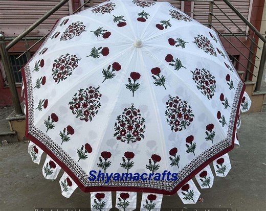 Garden Umbrella Outdoor Patio Paarasol, Sun Shade Hand Block Print Umbrella for Backyard - Etsy UK