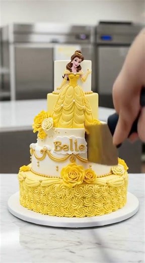 Belle Enchanted Rose Cake – Yellow & Gold Birthday