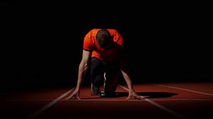 Start Of Professional Runner On Sprint Lane Stock Footage SBV-349070629 - Storyblocks