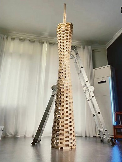 EPIC Kapla Block Canton Tower: Build & Satisfying Collapse! 🗼 | 极限平衡艺术：木块搭建广州塔