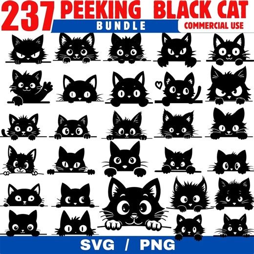 237 Peeking Cat Bundle SVG Cut Files for Cute Animal Crafts and Gifts Instant Downloads - Etsy