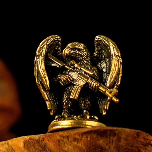 Solid Brass Bald Eagle Figurine - Majestic Wings Spread Golden Sculpture Decor - Etsy