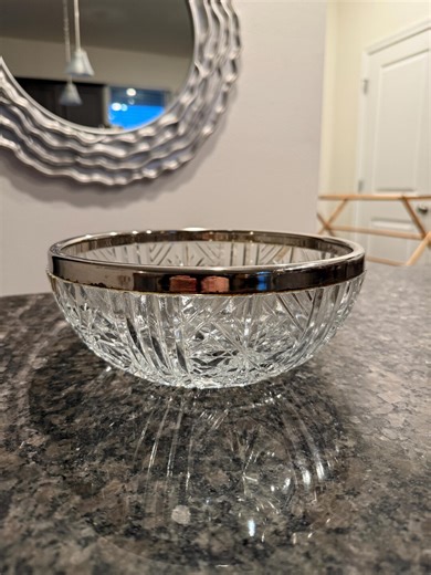Vintage Cut Crystal Bowl 9" With Silverplate Rim | Elegant Serving or Candy Dish | Classic Mid Century Tableware - Etsy
