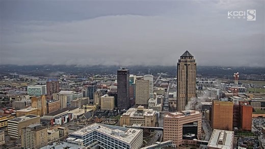 WATCH: KCCI skycam shows moment blanket of fog switches directions over downtown Des Moines