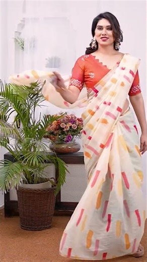 White Geometric Printed Saree | Modern Daily Wear Style