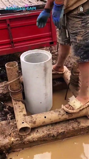 Installation of concrete pipes using simple tools by skilled workers #shorts #shortvideo