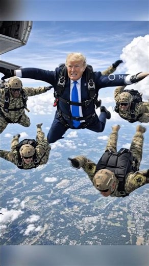 Trump Skydiving With U.S. Soldiers From Military Plane 🇺🇸🪂 #funnyshorts #usa #damnview