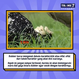 7.9K views · 46 reactions | Tips Voice Over  Kenali dulu sifat-sifat tokoh/karakter yang akan kamu isi suaranya, biar hasilnya unik dan cocok dengan karakteristik tokohnya. Mau tahu tips lainnya? Ikutan course Voice Over aja! Di offline coursenya, kamu bisa langsung praktek di Green Screen Experiance loh! Daftar sekarang di website academy.trans7.co.id 朗 #voiceover #dubbing #dubberindonesia #TRANS7Academy #TRANS7 | TRANS7 | Facebook