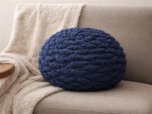 Personalized Chunky Chenille Yarn Pillow, Custom Handmade Round Throw Pillow, Soft Modern Chunky Knit Pillow for Decoration - Etsy