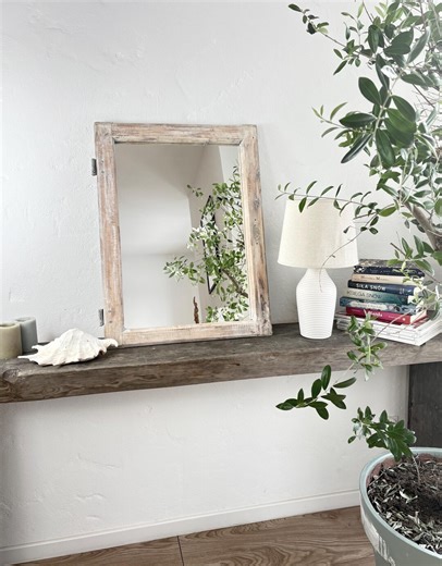 Light White Window Frame Mirror Reclaimed Wood Beams Mirror Pastel Farmhouse Wall Wabi Sabi French Country Home Decor 54x72 Cm - Etsy