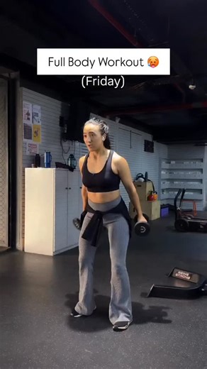 GYMNASIUM WORK on Instagram: "Friday: The day everyone else slows down, but we’re just getting started. 🔥 This full-body circuit is exactly what you need to finish the week strong and go into the weekend feeling like a boss. ​The Routine: •​Squat + Front Raise (3 sets | 15 reps) •​Overhead Lunge (3 sets | 12 per leg) •​Squat + Press (3 sets | 15 reps) •​Renegade Rows (3 sets | 15 reps) •​Goblet Squat + Knee Drive (3 sets | 15 reps) •​Overhead Pulsing Squat (3 sets | 20 reps) #FullBodyWorkout #F