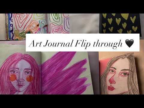 #3rd art journal flip through (jan-march 2026) 🖤