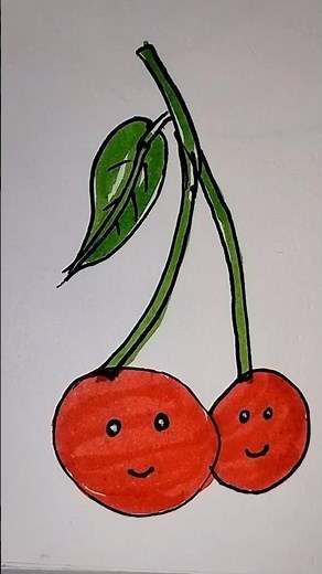🍒 Easy Cherry Drawing | Simple & Cute Cherry Art for Beginners #cherrydrawing #drawingforkids