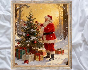 Vintage Santa Claus Oil Painting: Retro Christmas Decor (digital Download) - Etsy