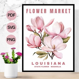 Paint-by-number Magnolia Paint-by-number: Louisiana State Flower (digital Download, PDF, PNG, SVG - Etsy UK