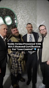 this moment is 💎 @teddyswims presented with a RIAA Diamond Certification for his massive hit “Lose Control” at our 2026 GRAMMY Awards Party | Warner Music Group