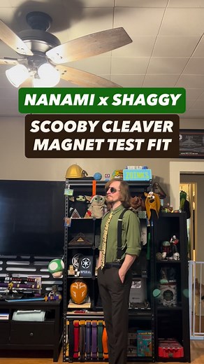 Shaggy Nanami test fit with magnetic attachments added for the Scooby cleaver! #jjk #jujutsukaisen #nanami #shaggy #cosplay | The Shaggy Sabersmith