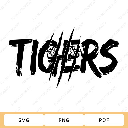 Tigers Mascot SVG | Claw Scratch Vector Art, Team Spirit Clipart (Digital Download)