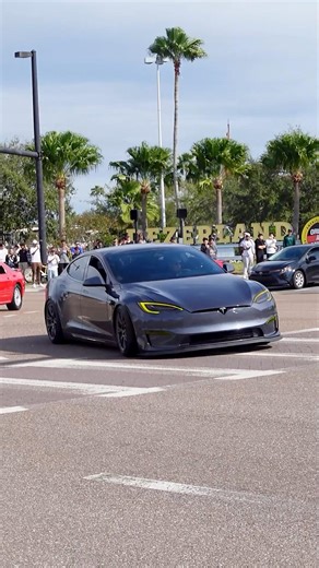 Tesla hits the Electric Slide #carsandcoffee #automobile #tesla #fyp