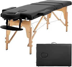 BestMassage Massage Bed Portable Massage Table 28 inch Wide Lash Bed Height Adjustable 3 Folding Spa Table with Non-Woven Bag for Spa Footmassage Facial CareSpa Tattoo