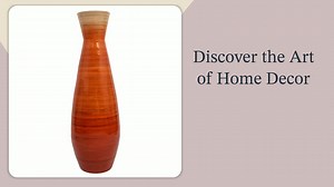 Uniquewise Classic Bamboo Floor Vase Handmade, Fill Up with Dried Branches or Flowers, Glossy Orange QI003242.S.OR