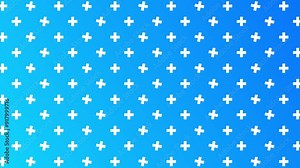Blue gradient background with evenly spaced white plus signs, seamless looping animation, perfect for modern designs.