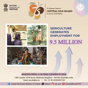 1.9K views · 36 reactions | ✨Encourage sericulture & Empower seri-dependents..✨ 曆Sericulture generates employment for 9.5 Million.. 曆Low investment with higher income & short gestation.. 曆Suits small/marginal farmers & empowers women.. #75silkenyearsCSB #sericulture #employment #AtmanirbharBharat #viksitbharat Ministry of Textiles, Government of India Central Silk Board Giriraj Singh Pabitra Margherita @Sivakumar Periyasamy | Central Silk Board, Ministry of Textiles | Facebook