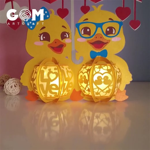 Duck Couple Lantern SVG, Love Duck Lantern, DIY Lantern Valentine's Day Ornaments, Paper Cut Template for Valentine's Day - Etsy