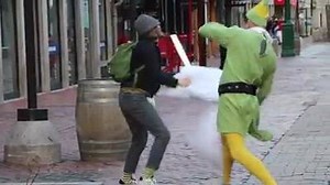 588K views · 3.3K reactions | Who said Christmas cheer couldn't be competitive? A firefighter, dressed as Buddy the Elf, took to the streets of Boston to challenge strangers to pillow fights. Video by Ryan Sullivan via Brendan Edwards. Read more here: https://trib.al/wi26KMT | MassLive | Facebook