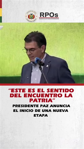 El presidente Rodrigo Paz Pereira afirmó que el principal objetivo del “Encuentro por el País” es construir consensos para garantizar la estabilidad económica y social de Bolivia. “El sentido de este encuentro es la Patria”, sostuvo. #RPOsBolivia #SiempreBolivia