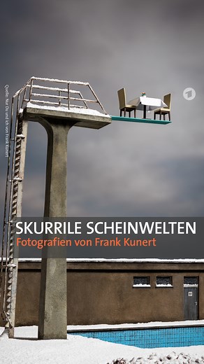 In seinem Atelier in Boppard baut Frank Kunert detailgetreue Scheinwelten. Seine Modelle sind Miniaturen, einzelne Teile sind nur ein paar Zentimeter groß. Die Fotos dieser Miniaturwelten sind realistisch und doch verwirrend anders. Auf den zweiten und dritten Blick offenbaren sie weitere Ebenen und überraschende Details. Denn schon seit seiner Fotografen-Ausbildung begeistert Frank Kunert, wie man mit Licht Illusionen erzeugen kann. Genau das schafft er mit seinen Arbeiten. Darin gehe es um die
