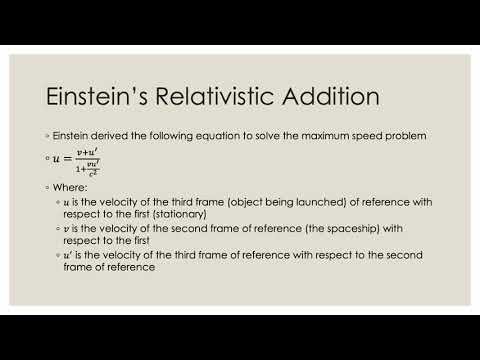 Physics 12: Lesson 4 Relativistic Addition of Velocities