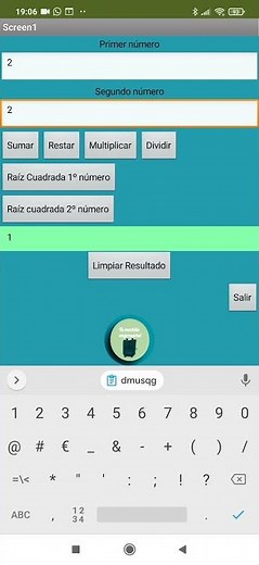 Calculadora hecha con App Inventor
