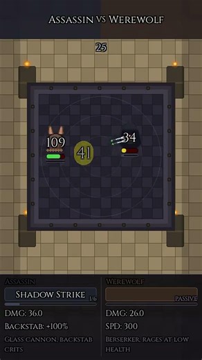 Assassin VS Werewolf - Epic 1v1 Auto Battle | The Dark Versus Board