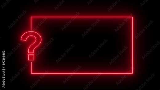 Question mark neon sign light on black background. quiz trivia game competition. neon question mark frame for quizzes and FAQs. Neon , question and test menu choice quiz show question and answers 4k