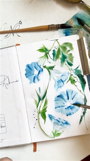 Let’s paint a Morning Glory in #watercolor