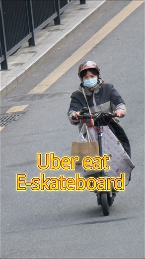 Uber eat E-skateboard #travel #funny