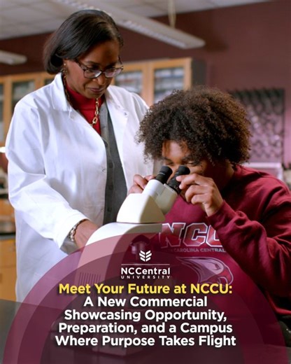 North Carolina Central University on Instagram: "#NCCUCommunity | As the only public HBCU in North Carolina’s Research Triangle, NCCU is the HBCU of choice, connecting innovation, hands-on learning, and community impact to drive student success. From AI and health care to law, athletics, and workforce development, Eagles are prepared to lead and compete. Watch our new commercial and see why NCCU is the HBCU of choice. Where Purpose Takes Flight. Learn more at nccu.edu. #WeAreNCCU #WherePurposeTa