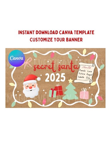 Secret Santa Banner Template | Editable Canva | 60x36 | Painted Sign | Instant Download | Digital Printable | Christmas Banner Download - Etsy Canada