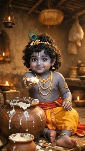 Ultra HD Bal Krishna Cute Video 🧈🦚 | Kanha #shorts #balkrishna #shortsfeed