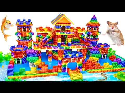 My 95 Days Building Summer Sport Villa with Slide and Swimming Pool For Hamster From Magnet Balls