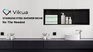 Vikua Shower Niche No Tile Needed,12''x36'' Bathroom Niche for Shower, 3 Tier Stainless Steel Inserts Wall Niches, Matte Black