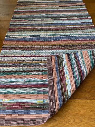 Handwoven Farmhouse Neutral Rag Rug in the Hit or Miss Pattern, Washable Kitchen Throw Rug - Etsy