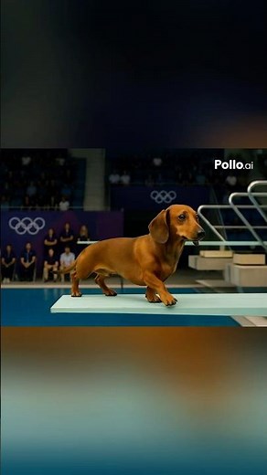 Godiva's First 3M SpringBoard Dive at the 2025 Olympics @PolloAI #dog #dogs #funny #polloai