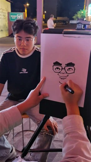 Funny Boy Caricature Drawing | Live Cartoon Portrait with Curly Hair & Glasses 🤓 #FunnyCaricature