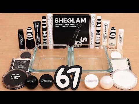 Black vs White - Mixing Makeup Eyeshadow Into Slime ASMR