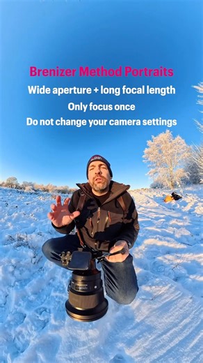 Creating a 45 image BRENIZER METHOD in the snow 🥶 #weddingphotography