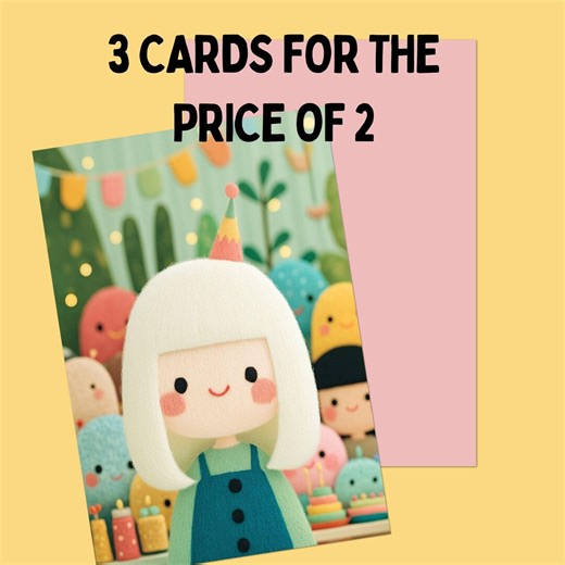 Kawaii Birthday Card Pack of 3 - Birthday Cards, 3 for 2 Offer - Etsy